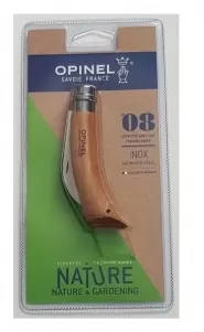 Нож Opinel серии Nature №08, садовый, клинок 8см, серповидный, нержавеющая сталь, рукоять - бук, бли